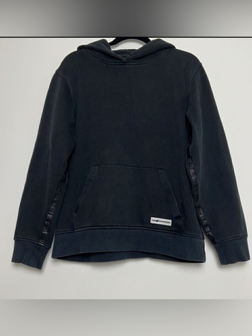 The Hundreds Unisex Medium Black Faux Leather Detail‎ Hooded Sweatshirt
